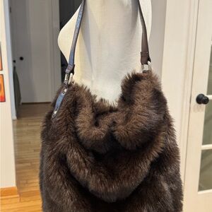 Bath & Body Works Dark Brown Fur Shoulder Bag